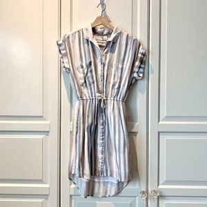 Japna Striped Button-down High-Lo Short Sleeve Dress